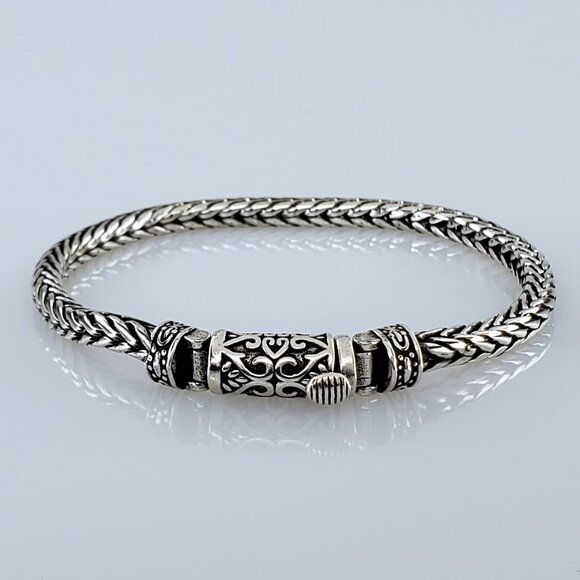 18K White Gold Mens Chain Link Bracelet Guys 18 Karat Silver 8